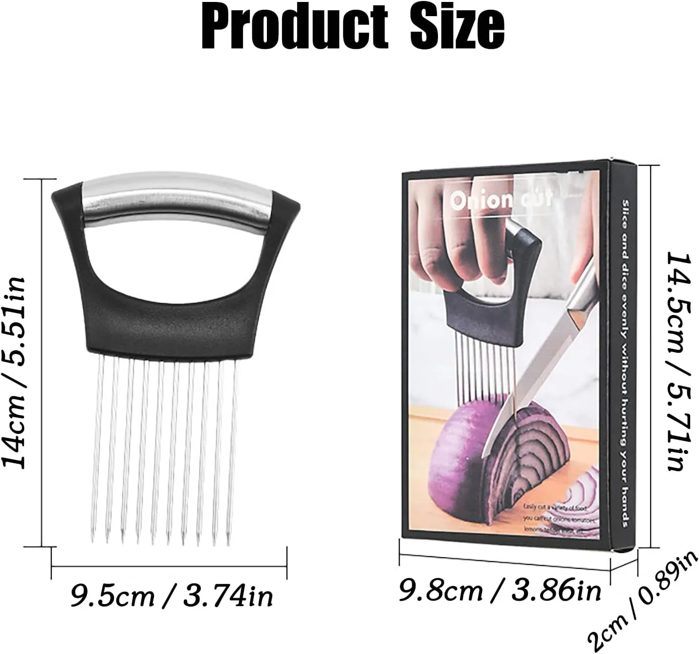 Onion Holder for Slicing, 2025 Upgraded Stainless Steel Lemon Slicer Onion Cutter, Vegetable Cutter Kitchen Chopper Slicing Assistant Tool for Potato and Tomato Avocados Eggs Meat (1)