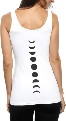 Organic Cotton Yoga Workout Tank Top Moon Phases Shirts Tops Tees Tanks for Women