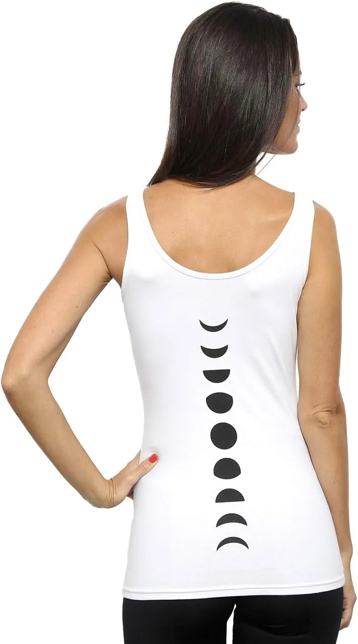 Organic Cotton Yoga Workout Tank Top Moon Phases Shirts Tops Tees Tanks for Women