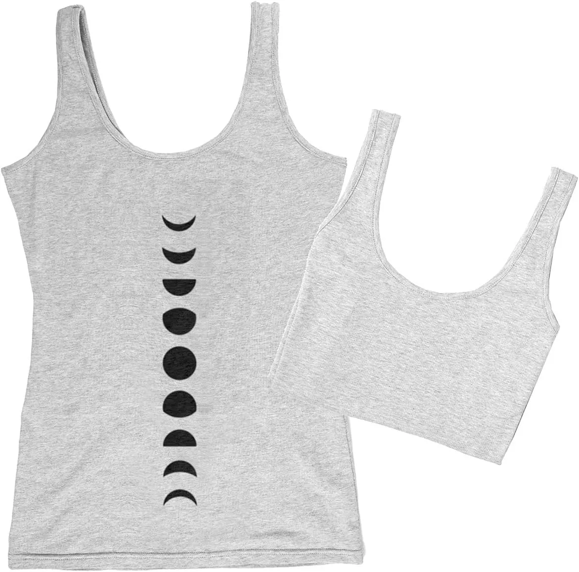 Organic Cotton Yoga Workout Tank Top Moon Phases Shirts Tops Tees Tanks for Women