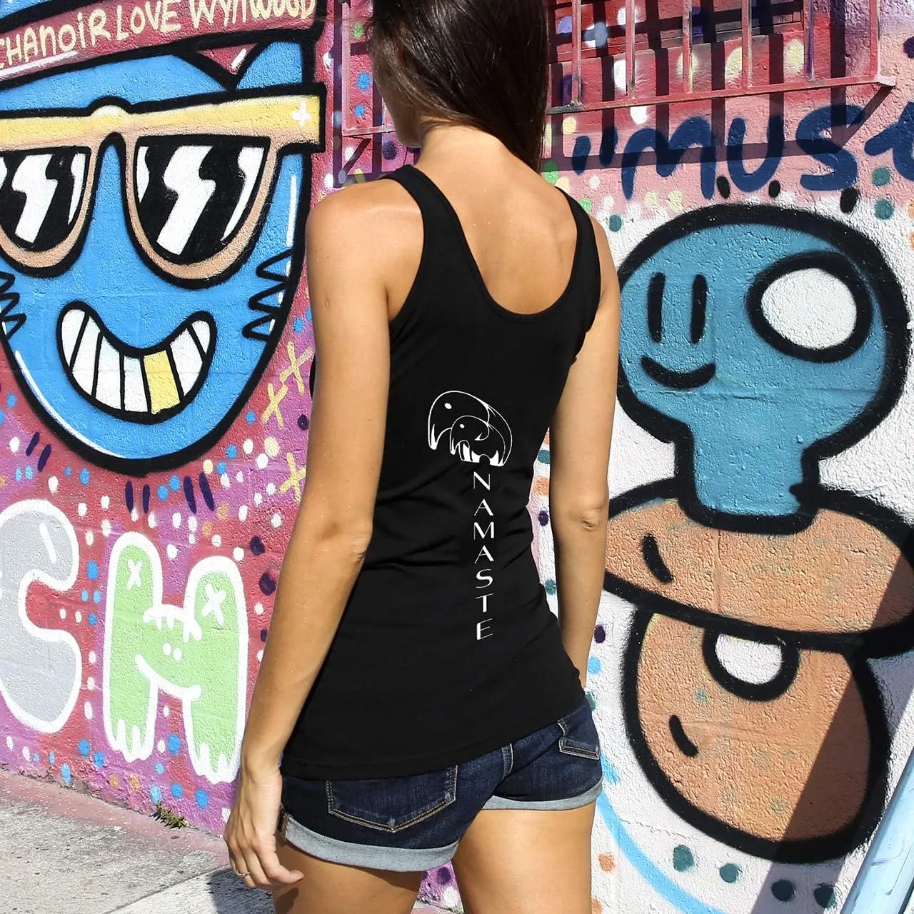 Organic Cotton Yoga Workout Tank Top Moon Phases Shirts Tops Tees Tanks for Women