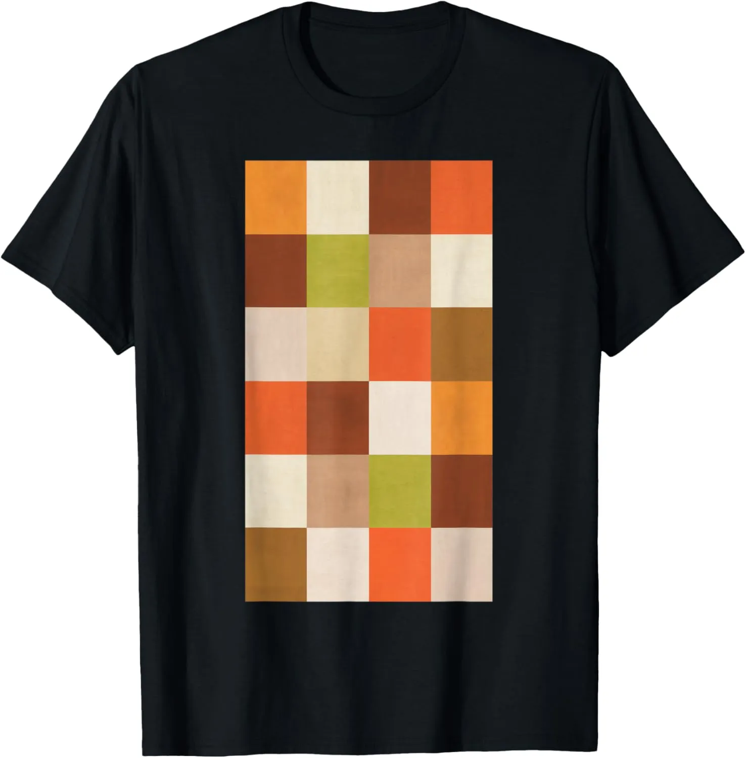 Pattern Mosaic Rectangles Minimalist Art Plaid T-Shirt