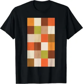 Pattern Mosaic Rectangles Minimalist Art Plaid T-Shirt