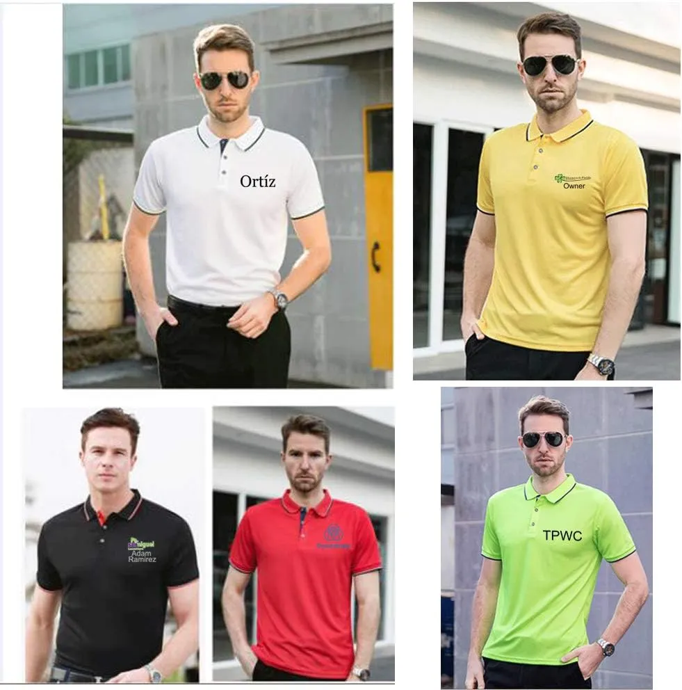 Personalized Men Polo Shirts Customized Casual Slim Fit Collar Shirt Work Shirt