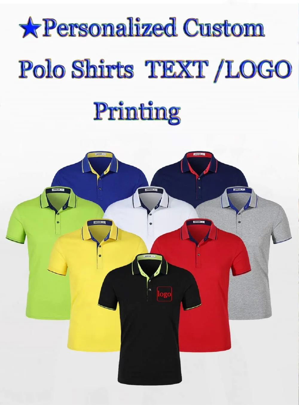 Personalized Men Polo Shirts Customized Casual Slim Fit Collar Shirt Work Shirt