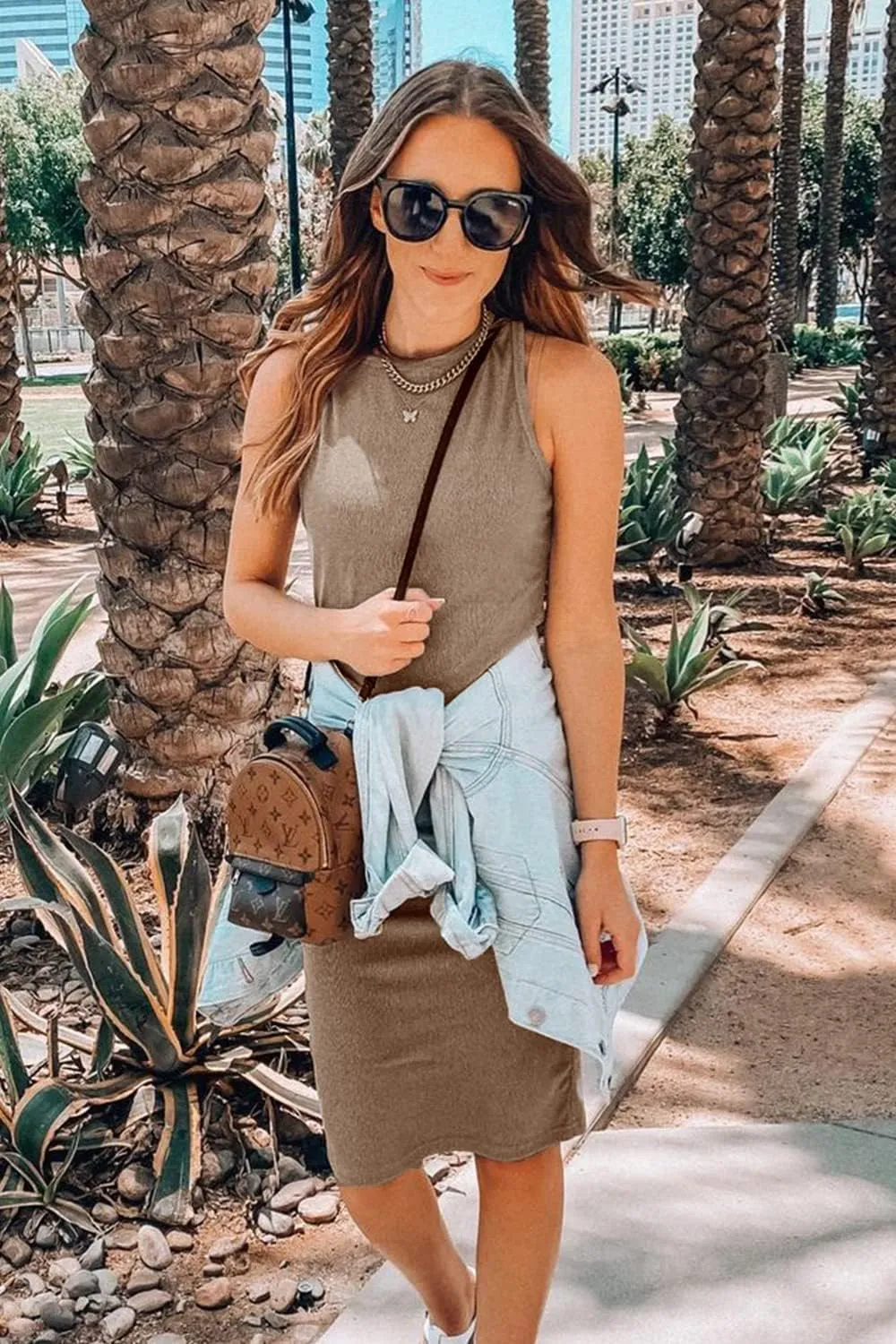PRETTYGARDEN Women Bodycon Midi Dress 2025 Summer Spring Casual Vacation Sundress Fitted Sleeveless Tank Dresses