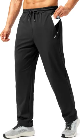 Pudolla Men's Athletic Pants with Zipper Pockets Stretch Workout Sweatpants Lightweight Running Joggers for Men
