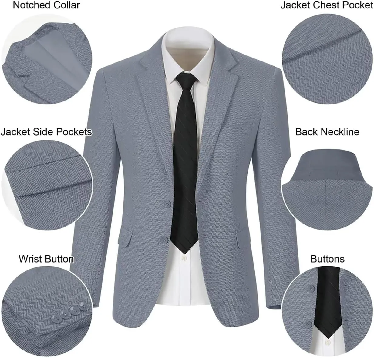 Retro Herringbone Mens Suit Jackets Tweed Slim Fit Sport Coats Prom Business Blazer Casual Men Tux Jacket Wedding Blazers