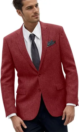 Retro Herringbone Mens Suit Jackets Tweed Slim Fit Sport Coats Prom Business Blazer Casual Men Tux Jacket Wedding Blazers