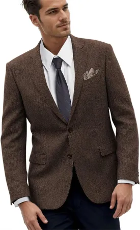 Retro Herringbone Mens Suit Jackets Tweed Slim Fit Sport Coats Prom Business Blazer Casual Men Tux Jacket Wedding Blazers