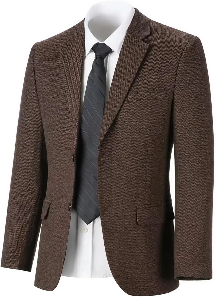 Retro Herringbone Mens Suit Jackets Tweed Slim Fit Sport Coats Prom Business Blazer Casual Men Tux Jacket Wedding Blazers