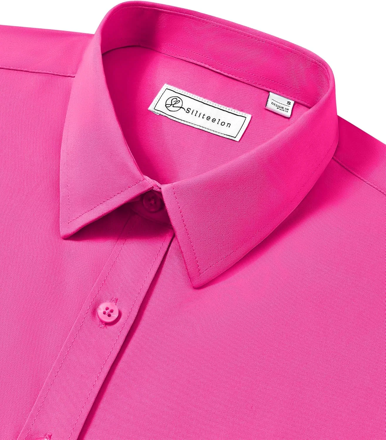 siliteelon Button Down Shirts for Women Long Sleeve Dress Shirts Wrinkle Free Collared Work Office Solid Blouses Tops