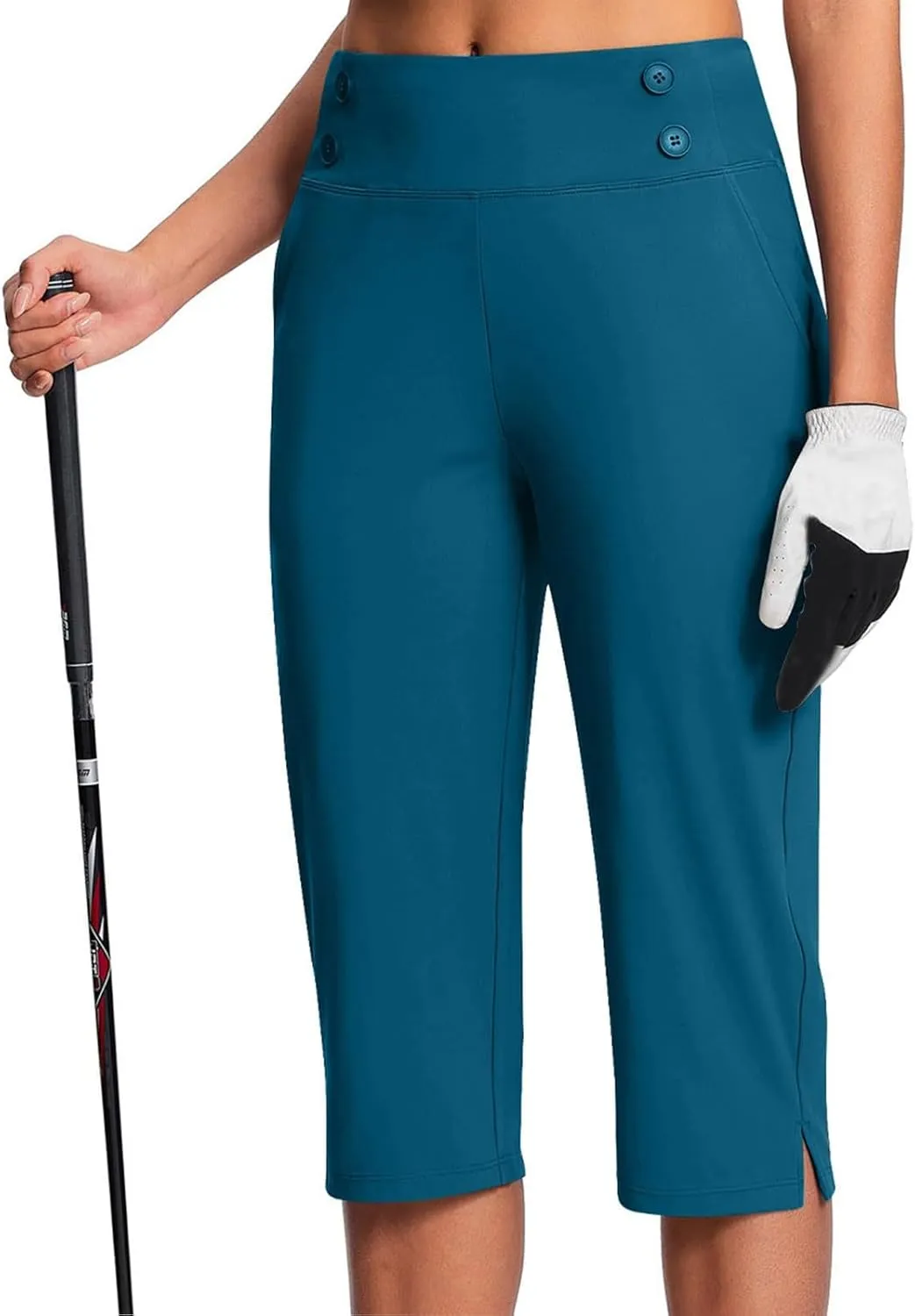 Stretchy Capri Leggings for Women with Pockets Dressy Yoga Pants Wide Leg High Waisted Casual Lounge Summer Outfits