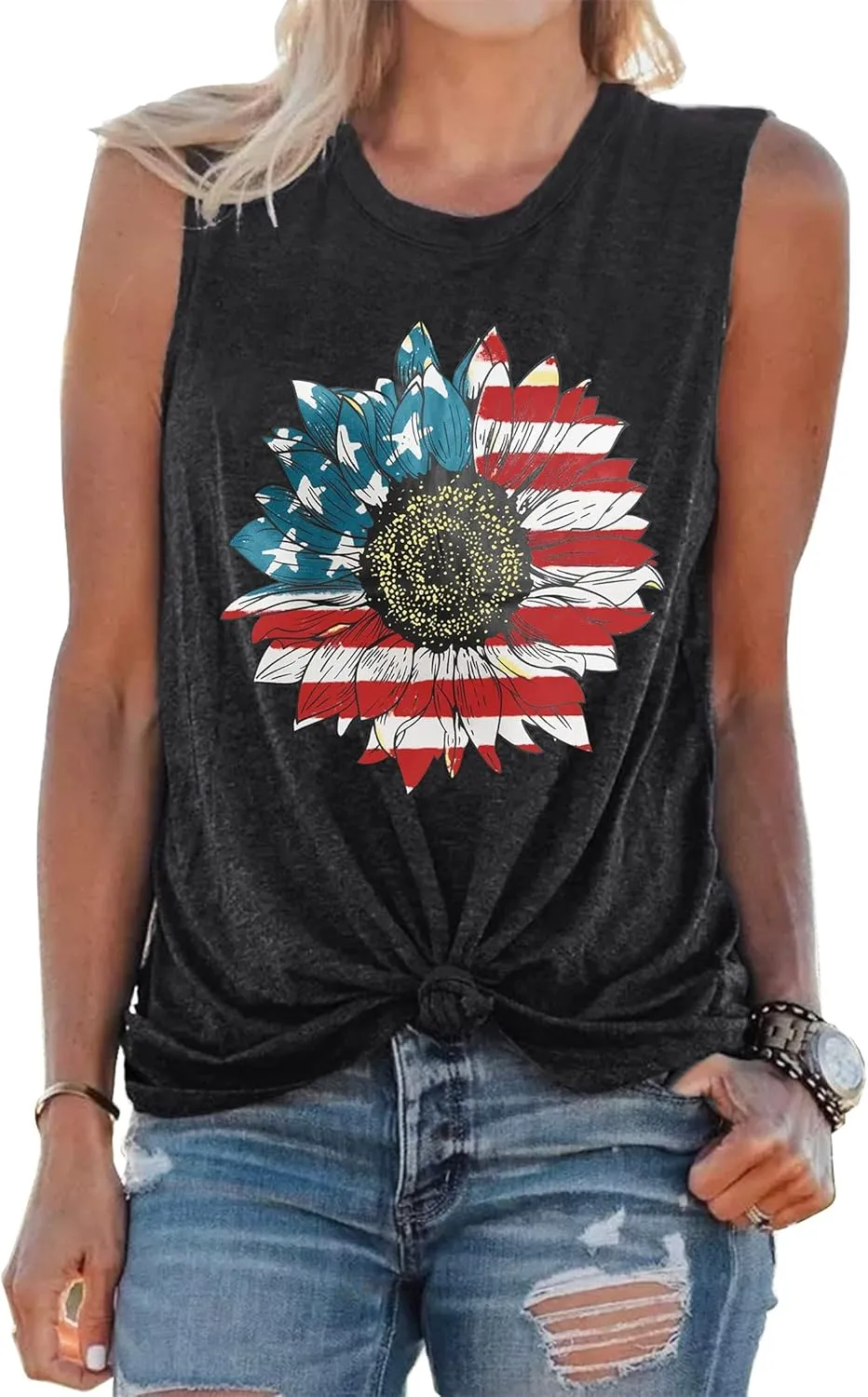 Sunflower Tank Tops Women Sunflower Graphic Tees Shirts Summer Leopard Print Sleeveless Tees Top