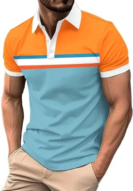 T Shirts for Man and Summer Casual Short Sleeved Buttons Lapel Solid Color Short Sleeved T Shirt Tops Mens Golf Polo