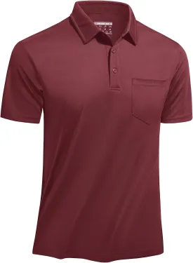 TACVASEN Mens Polo Shirt Short Sleeve Golf Shirt with Pocket Quick Dry Collared Lightweight Polo for Men Casual Work