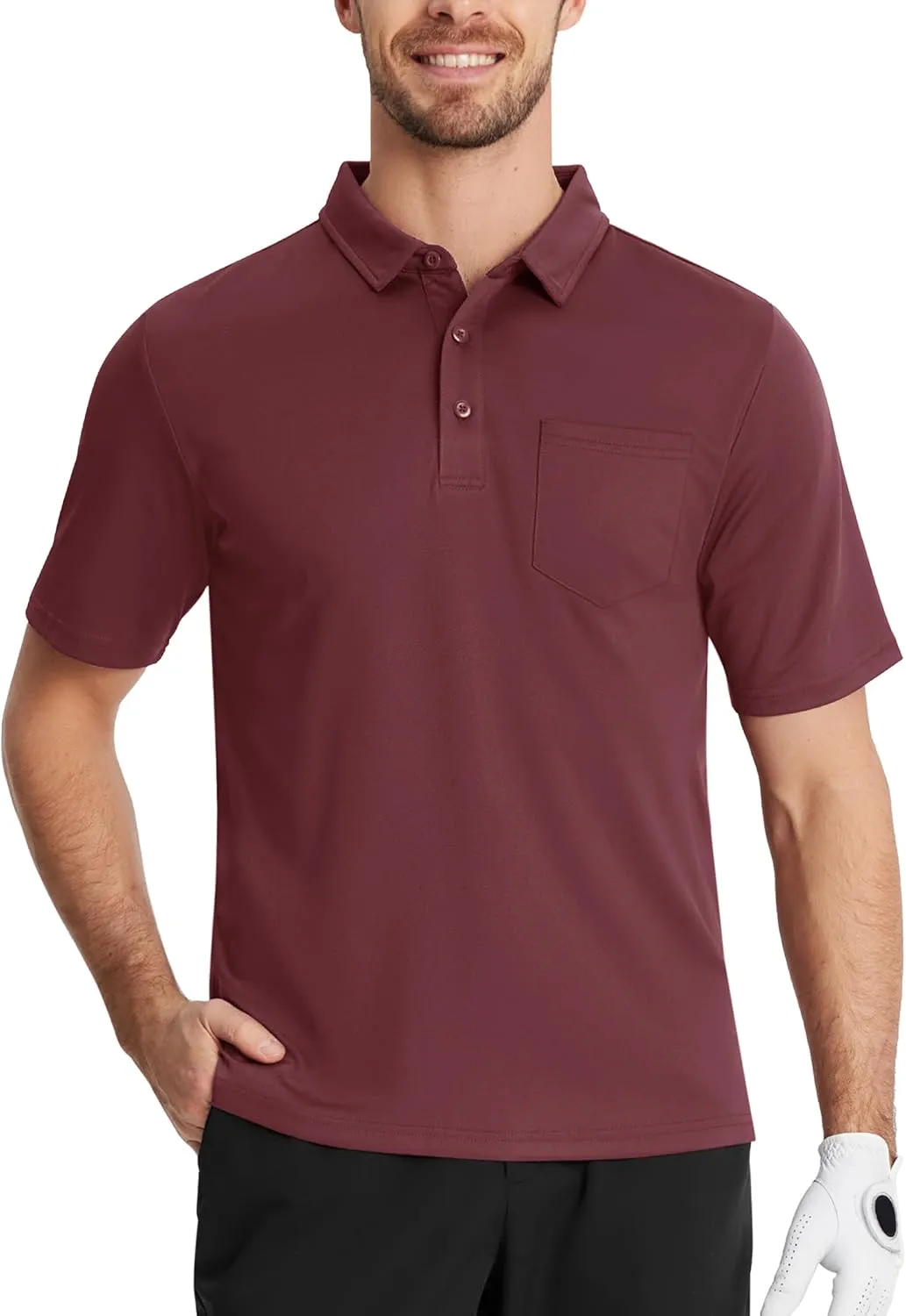 TACVASEN Mens Polo Shirt Short Sleeve Golf Shirt with Pocket Quick Dry Collared Lightweight Polo for Men Casual Work