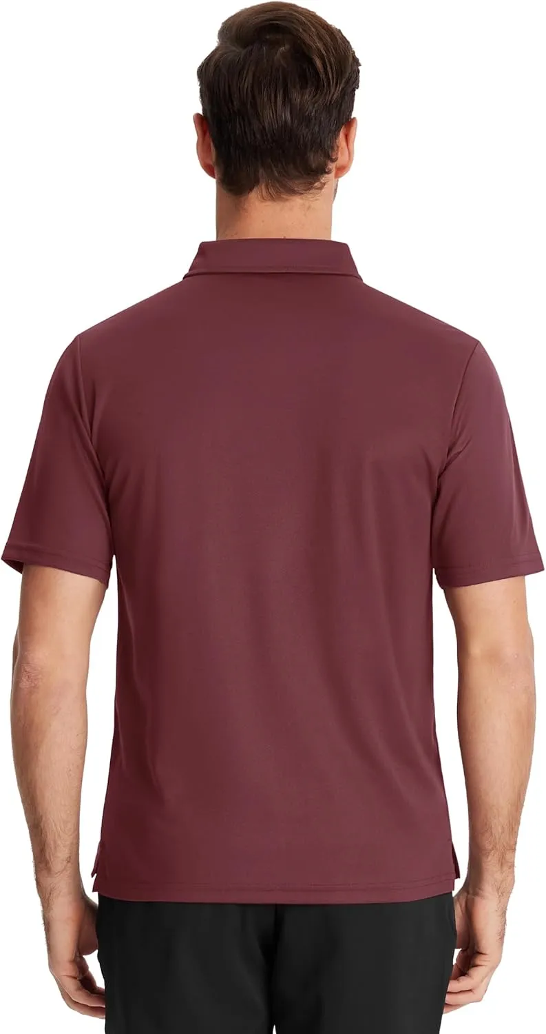 TACVASEN Mens Polo Shirt Short Sleeve Golf Shirt with Pocket Quick Dry Collared Lightweight Polo for Men Casual Work