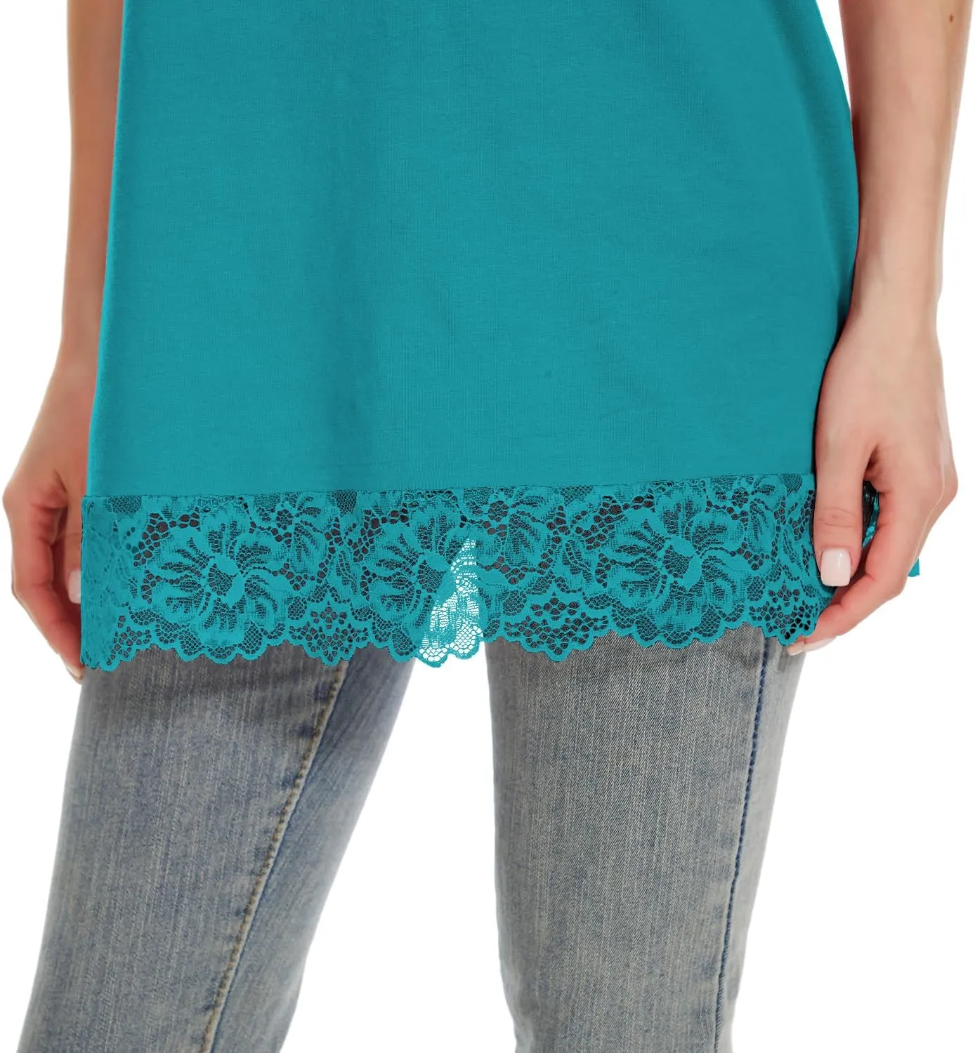 TAIPOVE Lace Camisole Tops for Women for Under Clothes Cotton Long Tank Shirt Extender Layering Sleeveless Tunic 2PKS