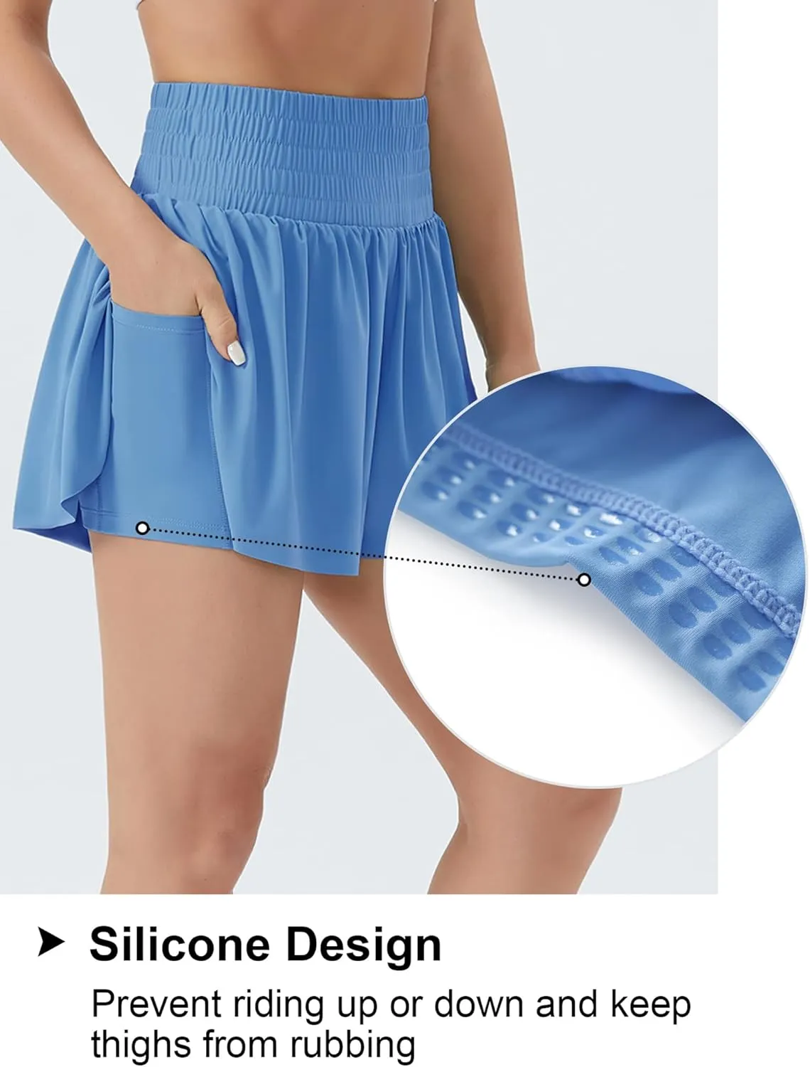 THE GYM PEOPLE Women's High Waisted Flowy Running Shorts 2 in 1 Athletic Workout Skirt Shorts