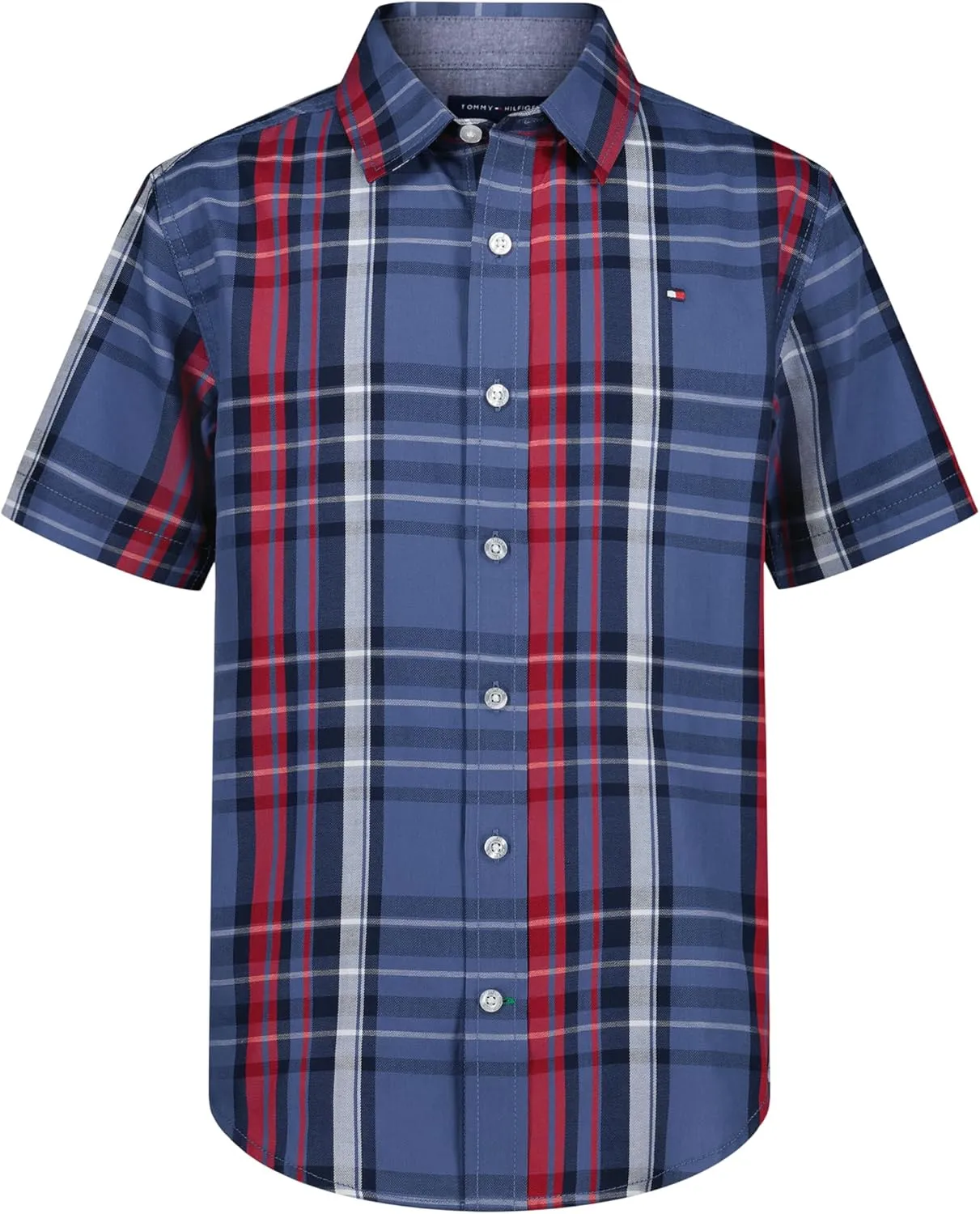 Tommy Hilfiger Boy's Short Sleeve Blue Skies Plaid Shirt (Big Kids)