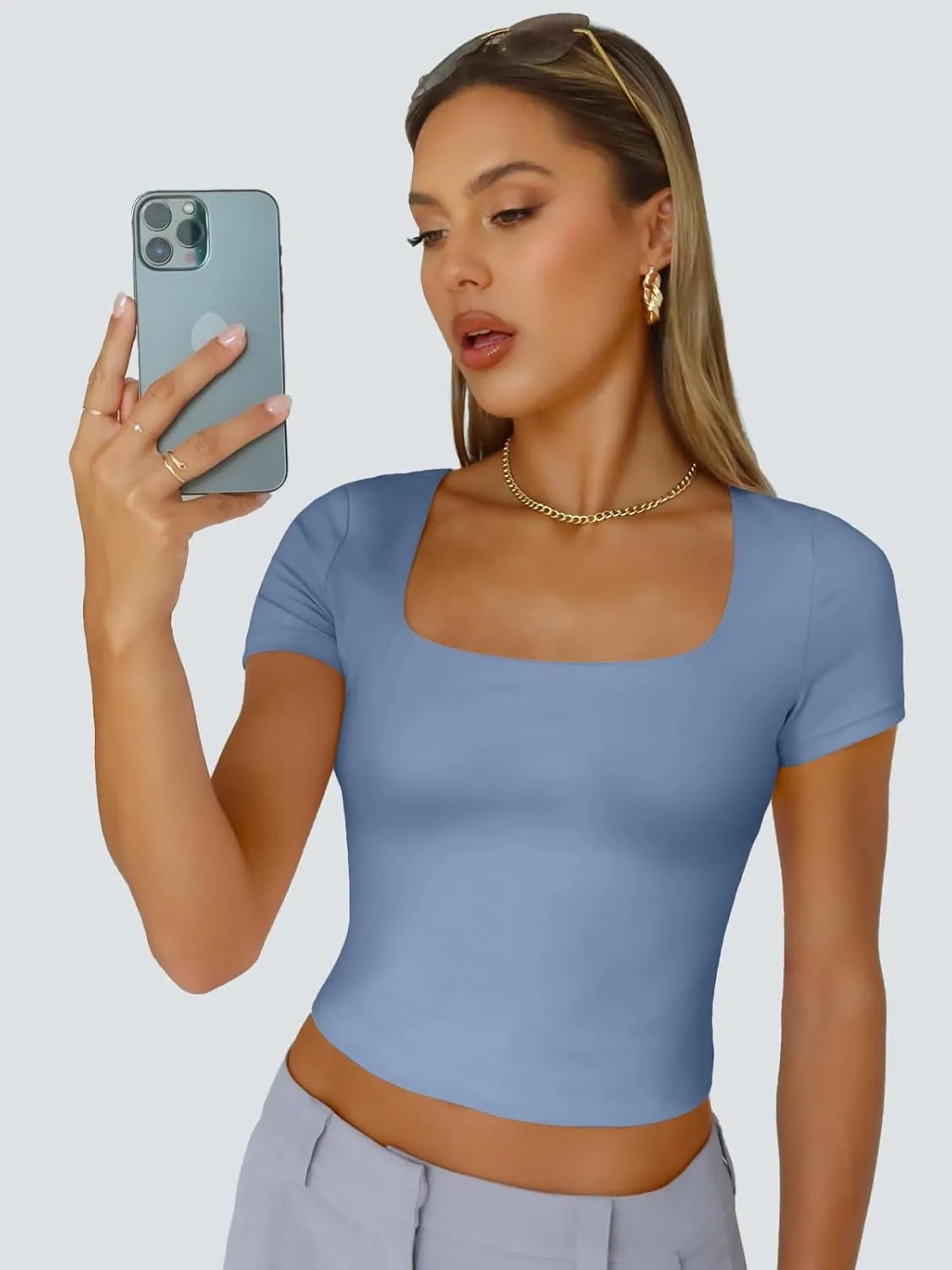 Trendy Queen Tshirts Shirts for Women Double Lined Going Out Crop Tops 2025 Spring Summer Workout Y2k Clothes Beach Fashion