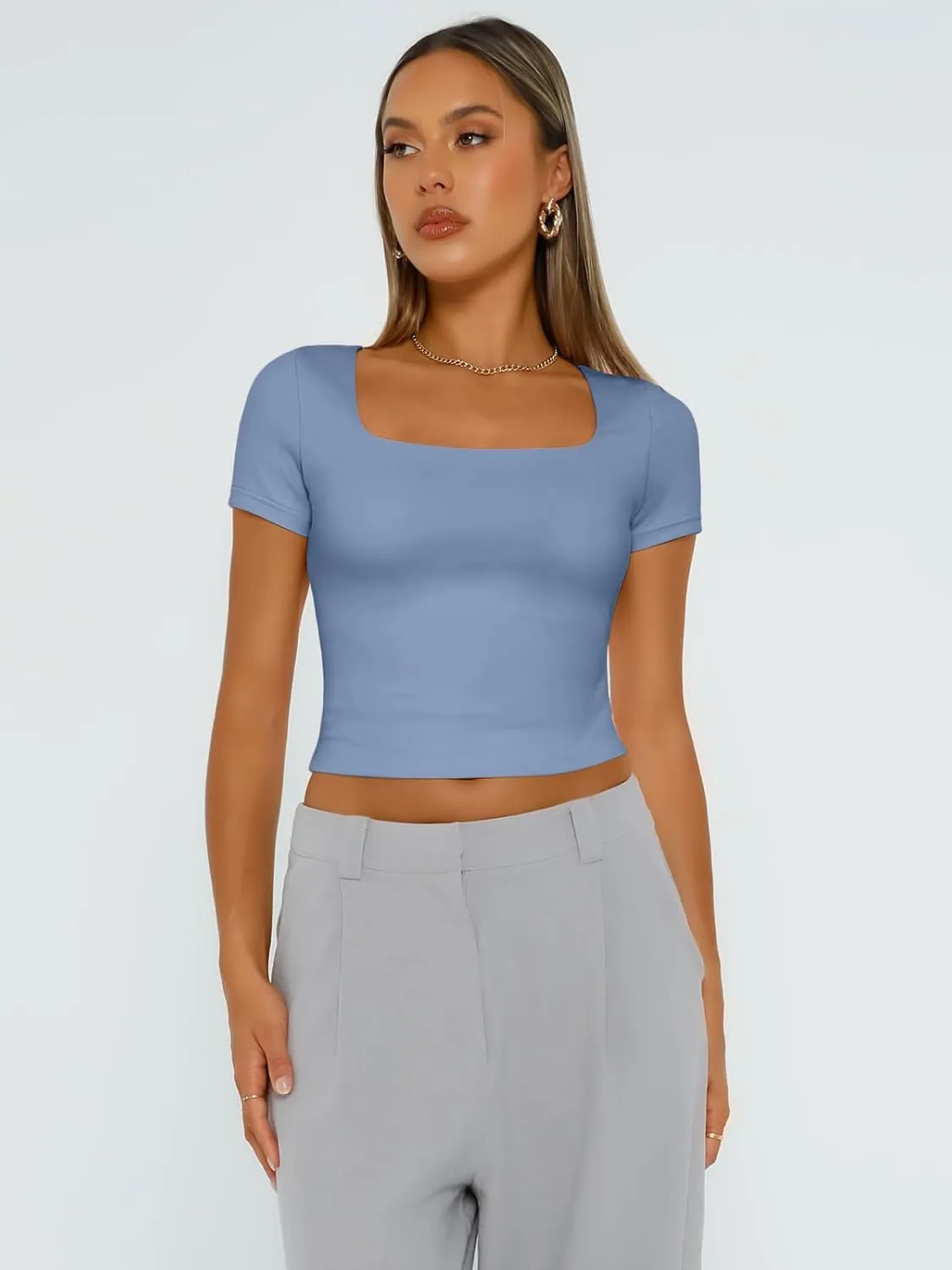Trendy Queen Tshirts Shirts for Women Double Lined Going Out Crop Tops 2025 Spring Summer Workout Y2k Clothes Beach Fashion