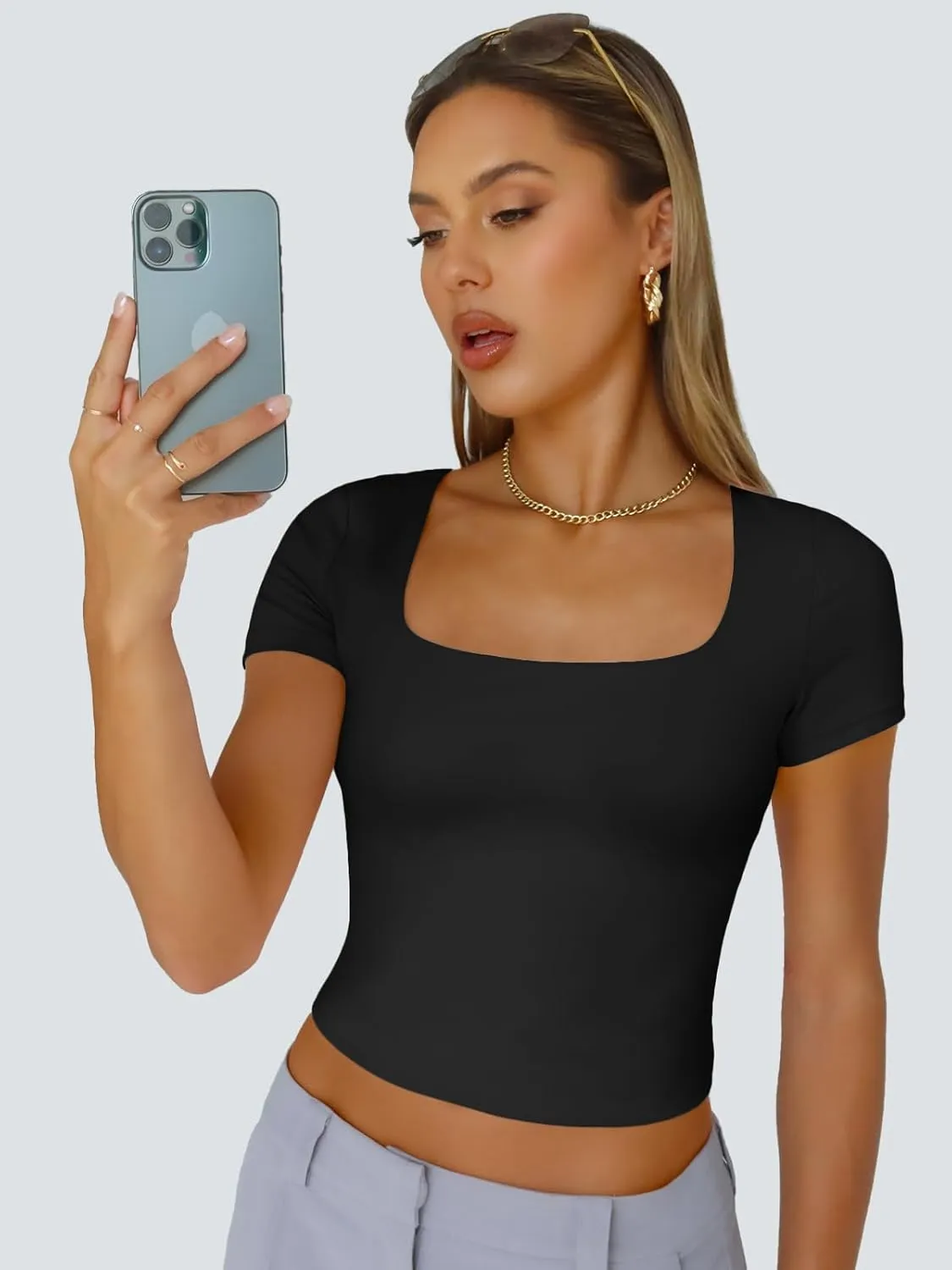 Trendy Queen Tshirts Shirts for Women Double Lined Going Out Crop Tops 2025 Spring Summer Workout Y2k Clothes Beach Fashion