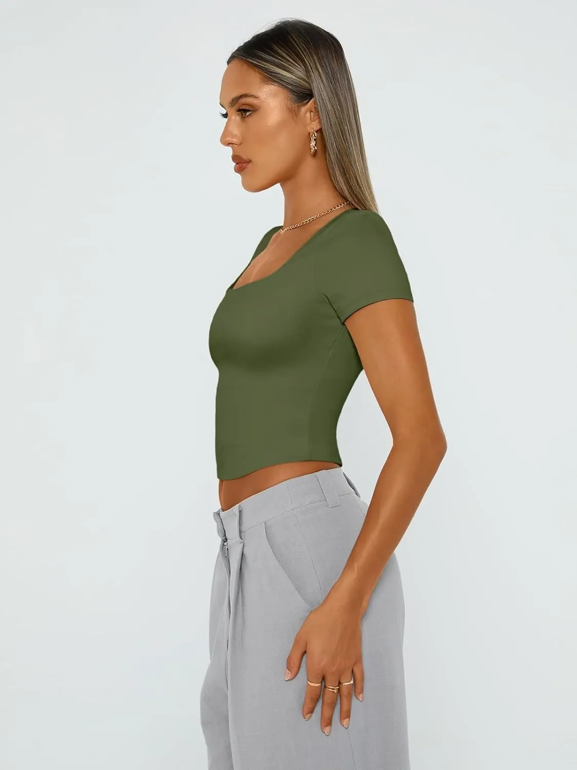 Trendy Queen Tshirts Shirts for Women Double Lined Going Out Crop Tops 2025 Spring Summer Workout Y2k Clothes Beach Fashion