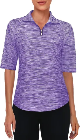 Viracy Half Sleeve Womens Golf Polo Shirts 1/4 Zip Up Moisture Wicking Running Workout Tops