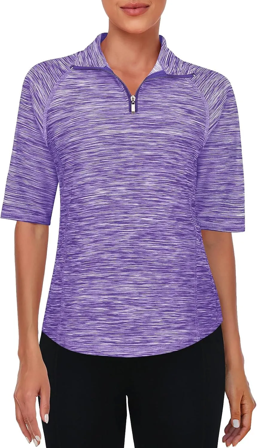 Viracy Half Sleeve Womens Golf Polo Shirts 1/4 Zip Up Moisture Wicking Running Workout Tops