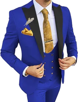 Wangyue 3 Piece Men's Suits Slim Fit Suits for Men Double Breasted Suit Men Wedding Prom