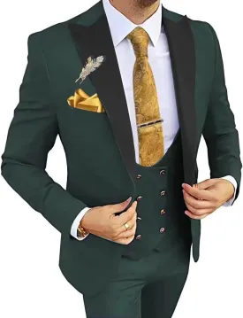 Wangyue 3 Piece Men's Suits Slim Fit Suits for Men Double Breasted Suit Men Wedding Prom