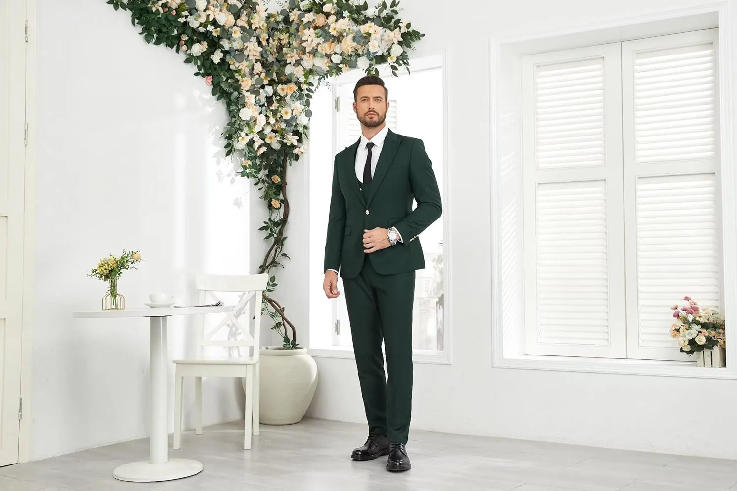 Wangyue 3 Piece Men's Suits Slim Fit Suits for Men Double Breasted Suit Men Wedding Prom