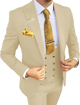Wangyue 3 Piece Men's Suits Slim Fit Suits for Men Double Breasted Suit Men Wedding Prom
