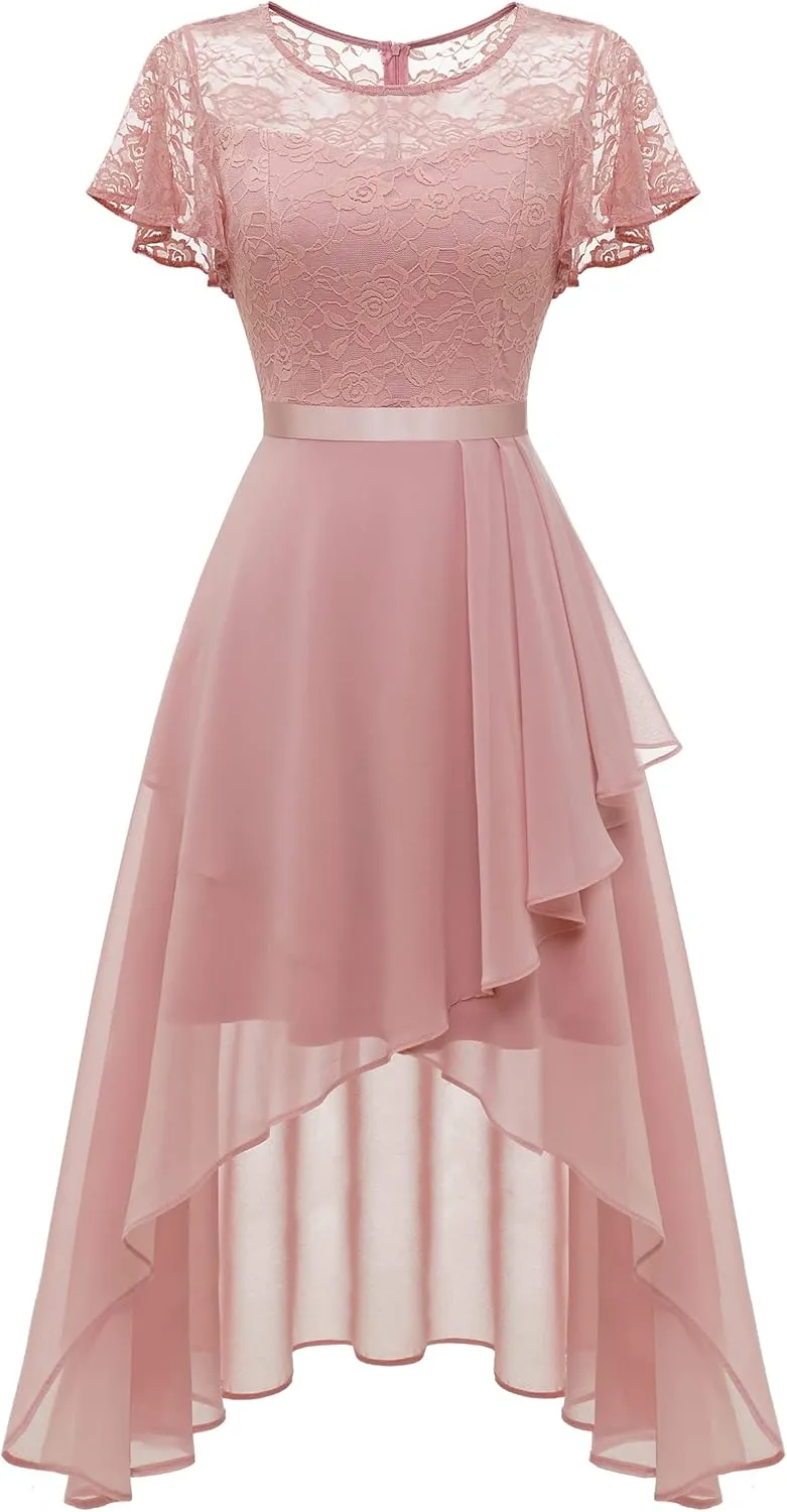 Wedtrend Women's Formal Dress Ruffle Cocktail Party Dress Flutter Sleeve Fall Wedding Guest Dress
