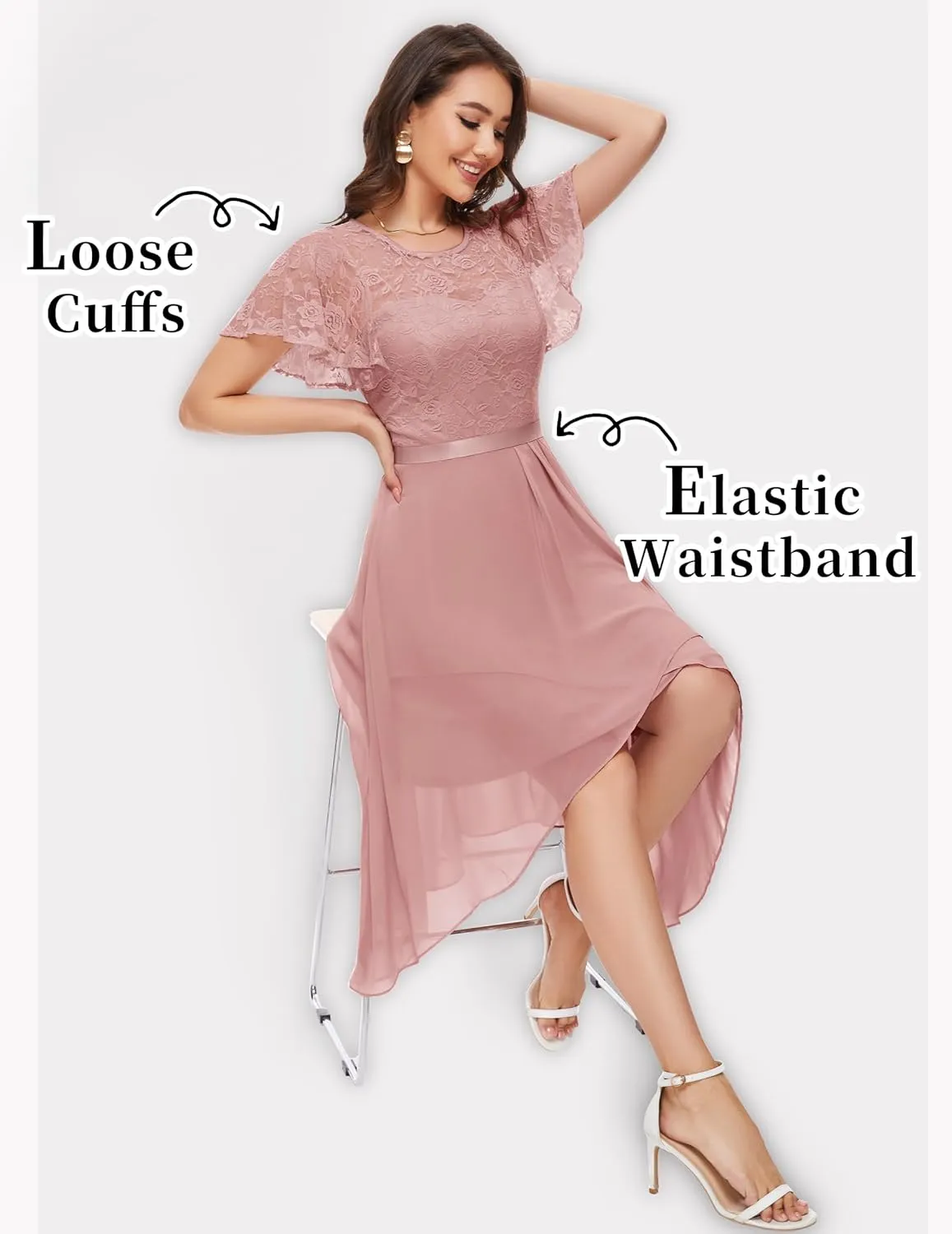 Wedtrend Women's Formal Dress Ruffle Cocktail Party Dress Flutter Sleeve Fall Wedding Guest Dress