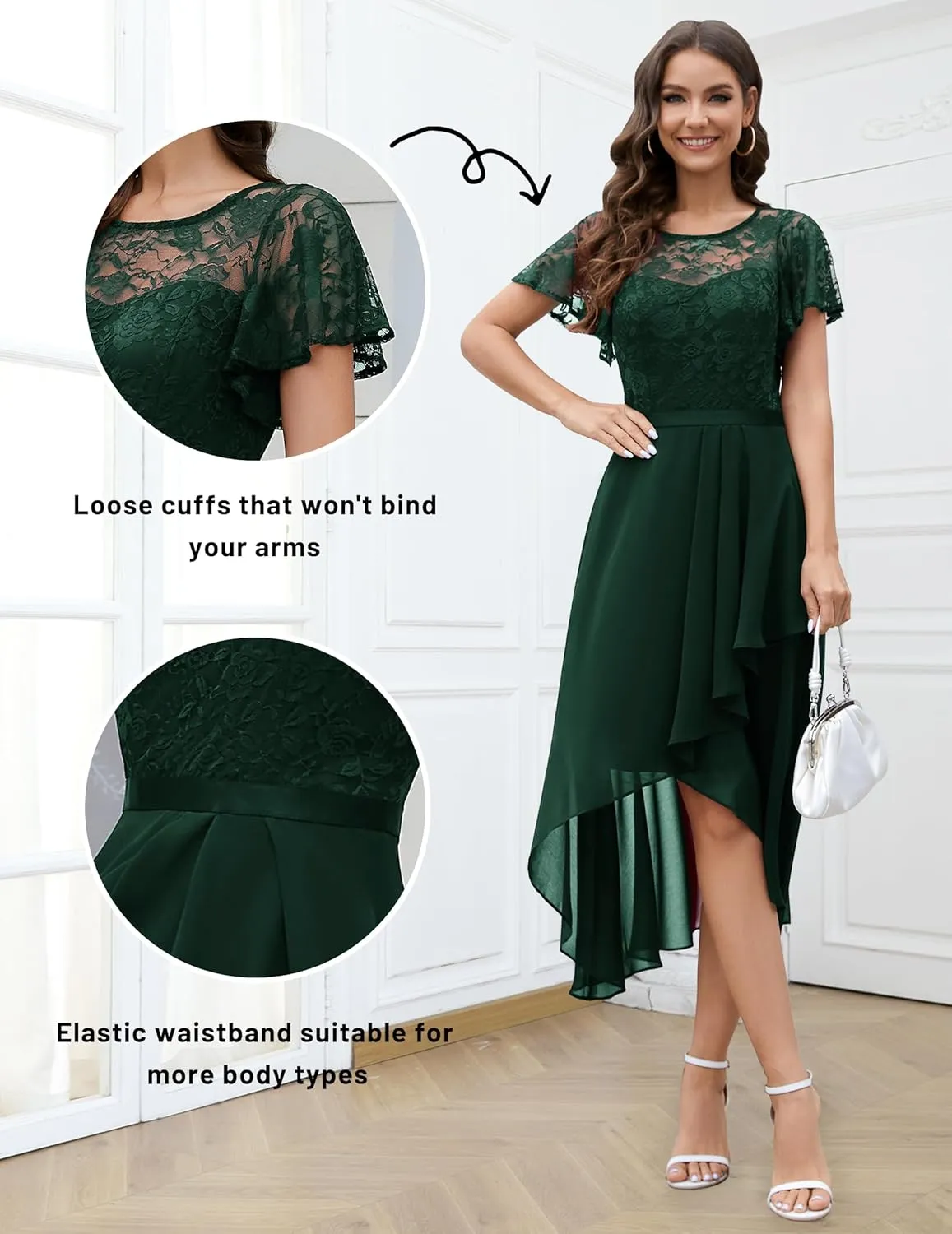 Wedtrend Women's Formal Dress Ruffle Cocktail Party Dress Flutter Sleeve Fall Wedding Guest Dress