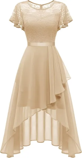 Wedtrend Women's Formal Dress Ruffle Cocktail Party Dress Flutter Sleeve Fall Wedding Guest Dress