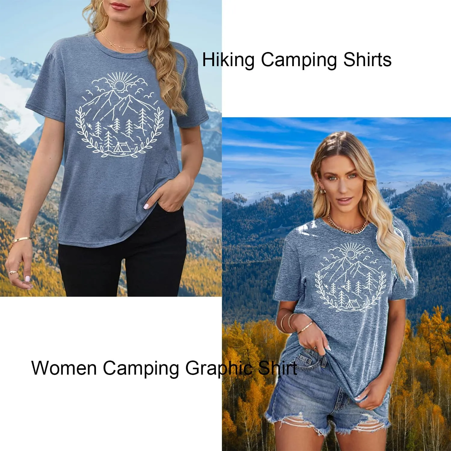 Women Hiking Camping Outdoor Tank Top Summer Mountain Nature Funny Graphic Print Round Neck Workout Athletic Sleeveless Tops