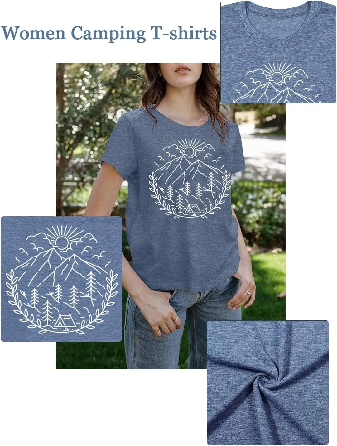 Women Hiking Camping Outdoor Tank Top Summer Mountain Nature Funny Graphic Print Round Neck Workout Athletic Sleeveless Tops
