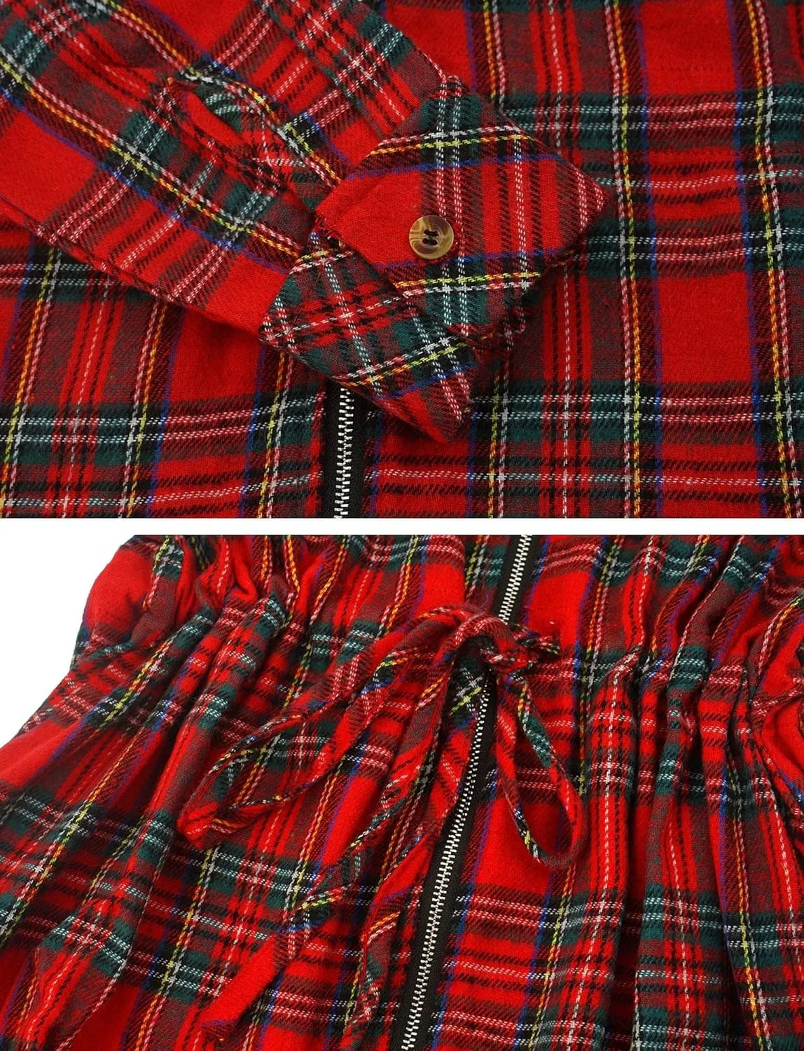 Women Plaid Shirt Dress with PU Waist Belt A-Line High Low Tunic Dresses Elegant Vintage Button Down Dress S-XXL