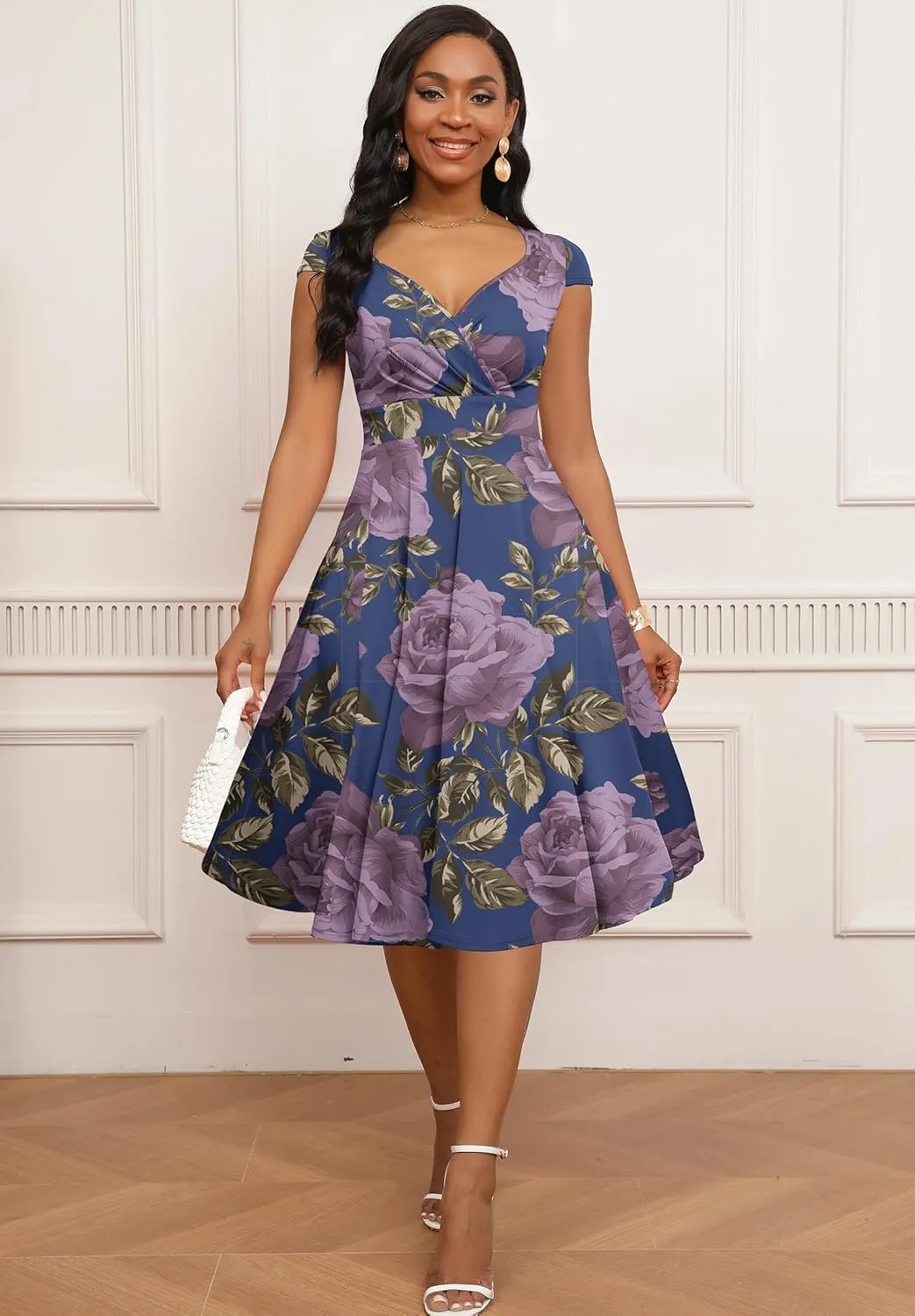 Women Short 1950s Retro Vintage Cocktail Wedding Guest Party Dress for Women