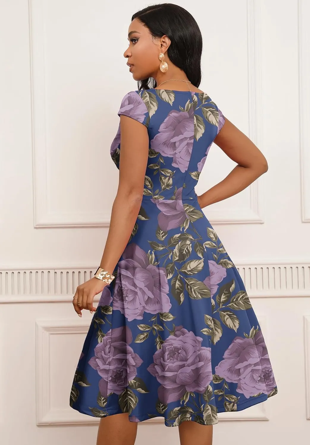 Women Short 1950s Retro Vintage Cocktail Wedding Guest Party Dress for Women