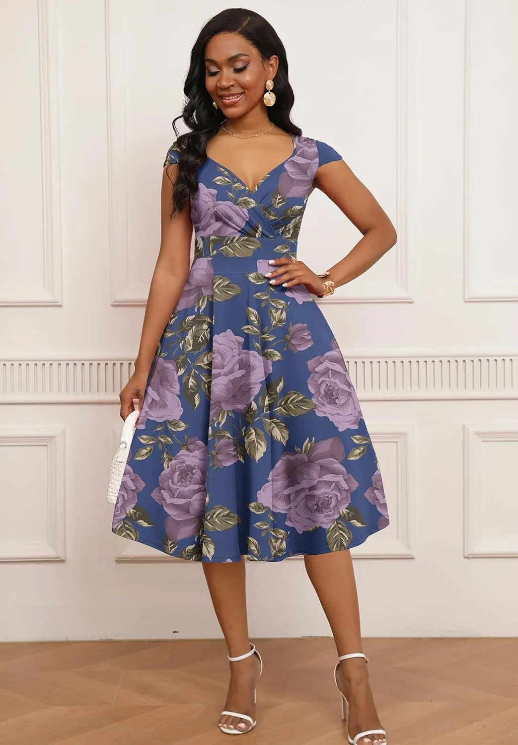 Women Short 1950s Retro Vintage Cocktail Wedding Guest Party Dress for Women
