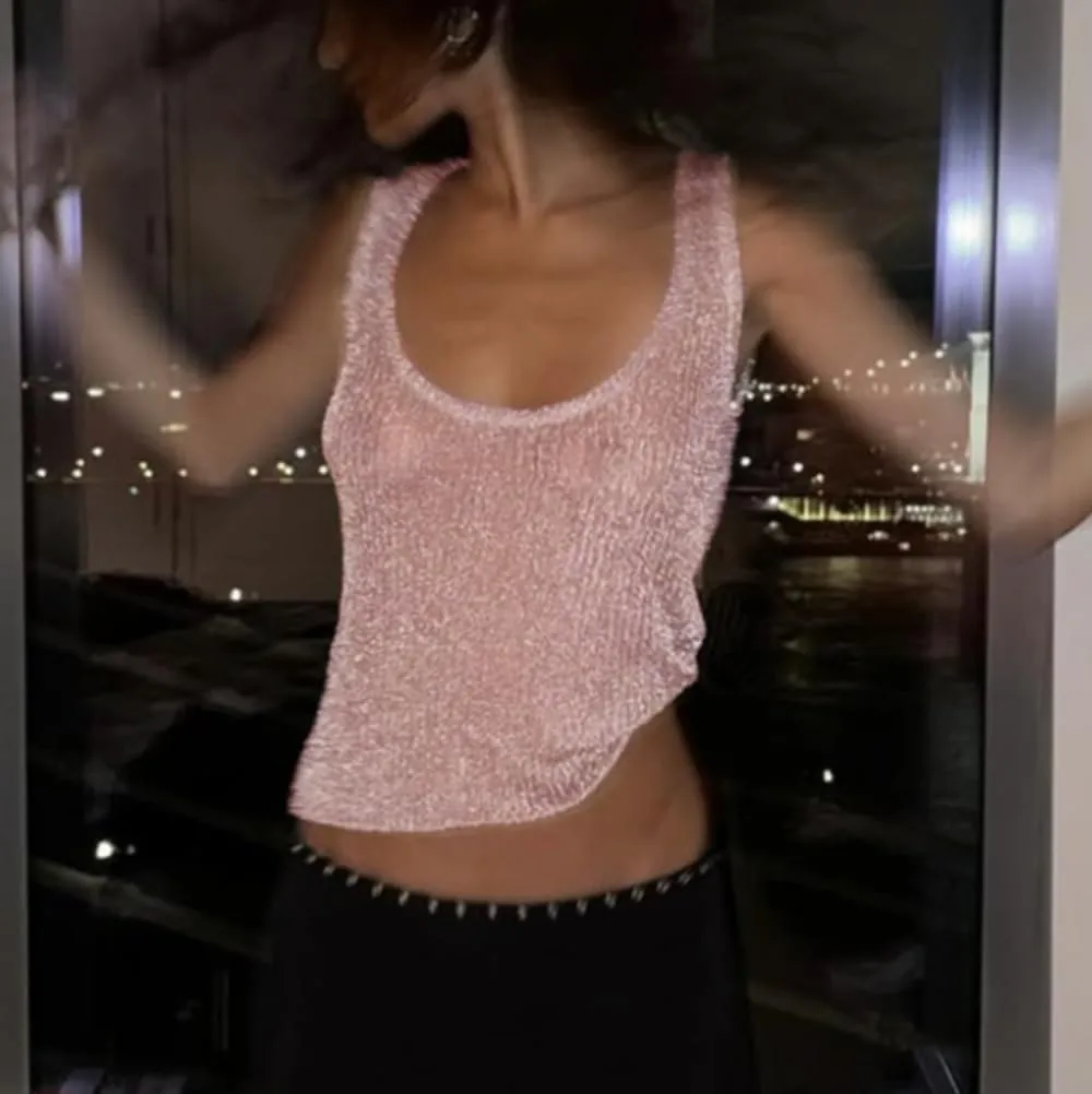 Women Y2K Sequin Cami Tops Sexy Sparkle Halter Backless Low Cut Tank V Neck Open Back Bling Glitter Crop Tops