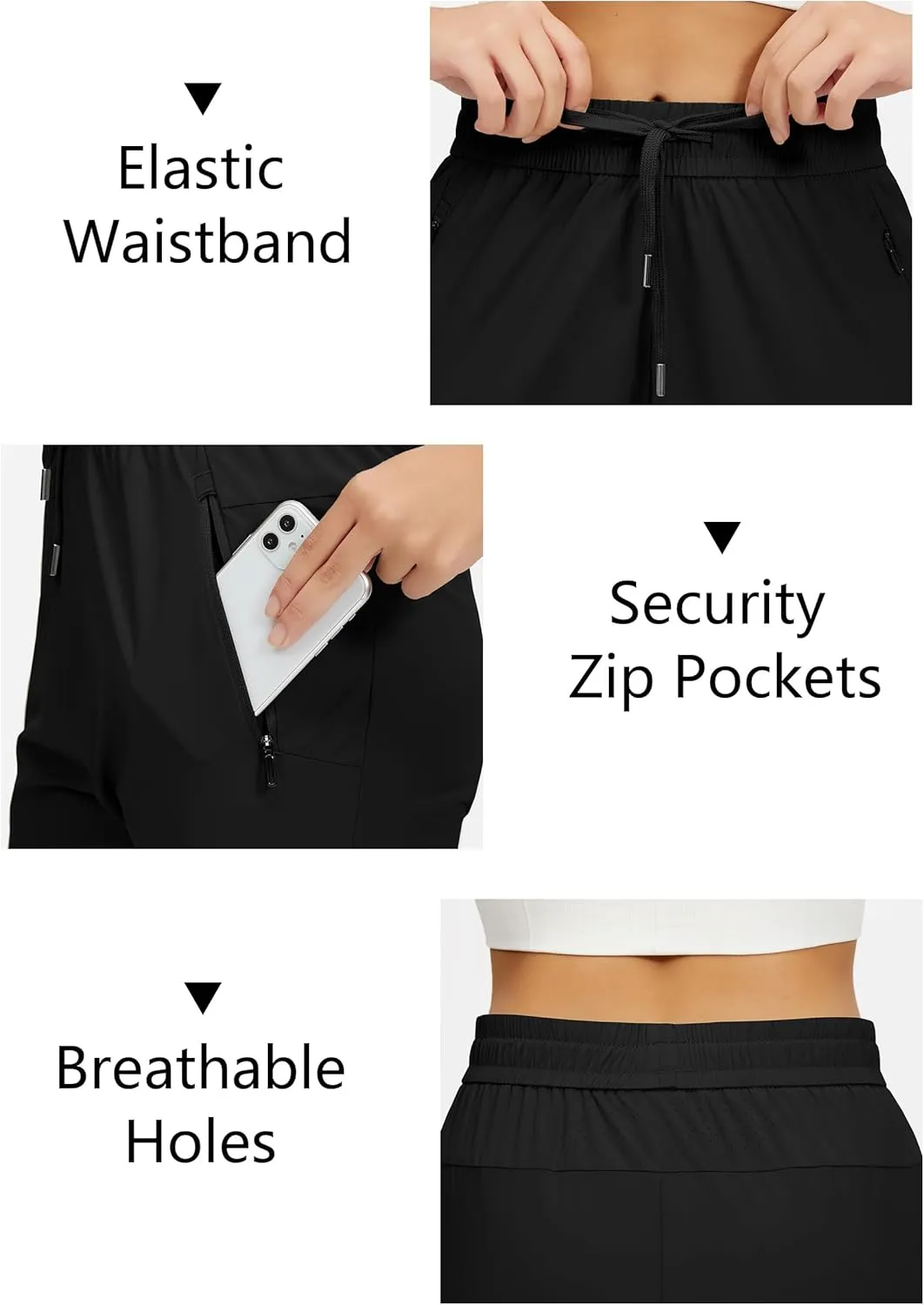 Womens Athletic Pants Lightweight Quick Dry Jogging Pants with Pockets for Lounge, Workout, Hikking, Golf, Travel
