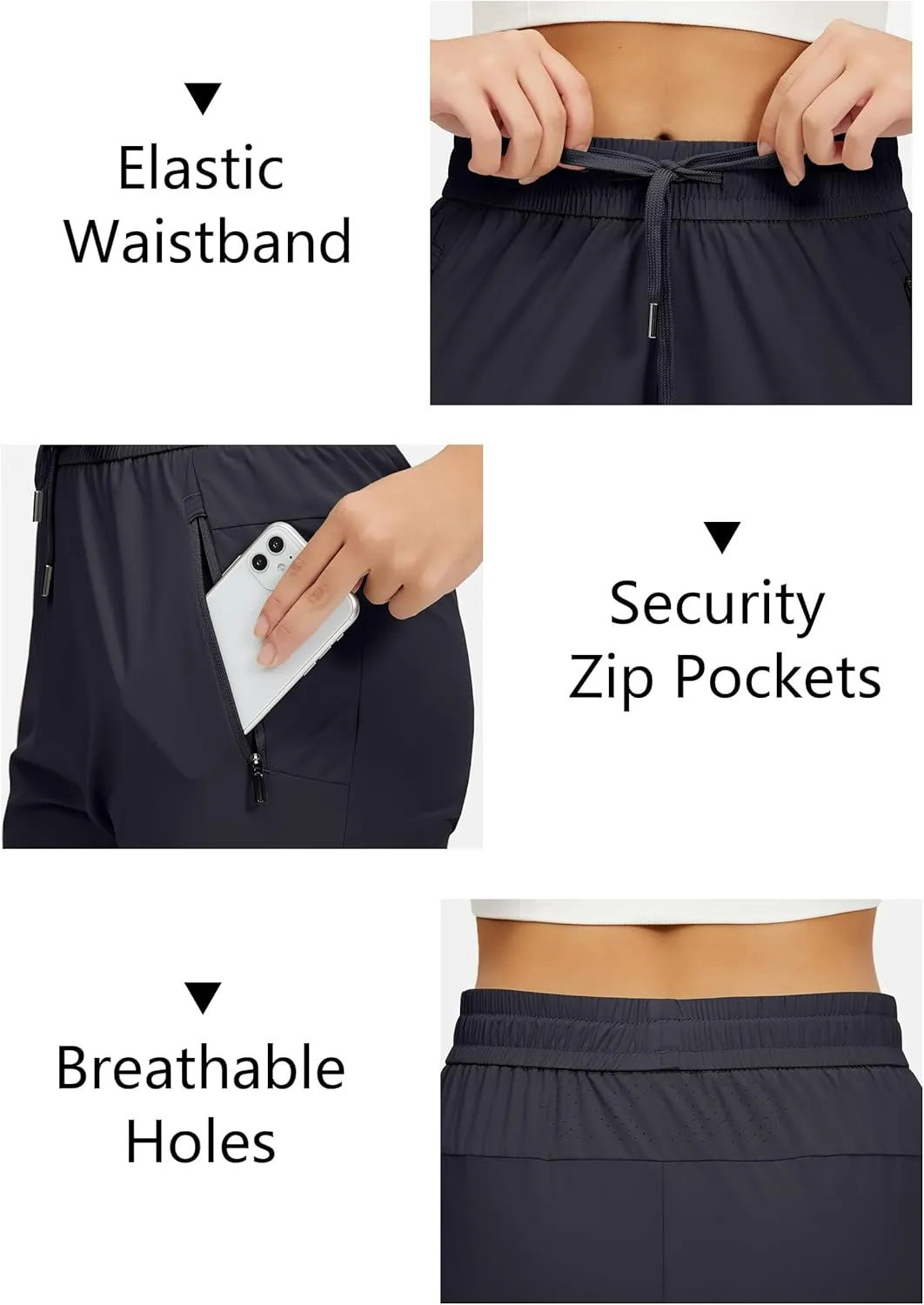 Womens Athletic Pants Lightweight Quick Dry Jogging Pants with Pockets for Lounge, Workout, Hikking, Golf, Travel