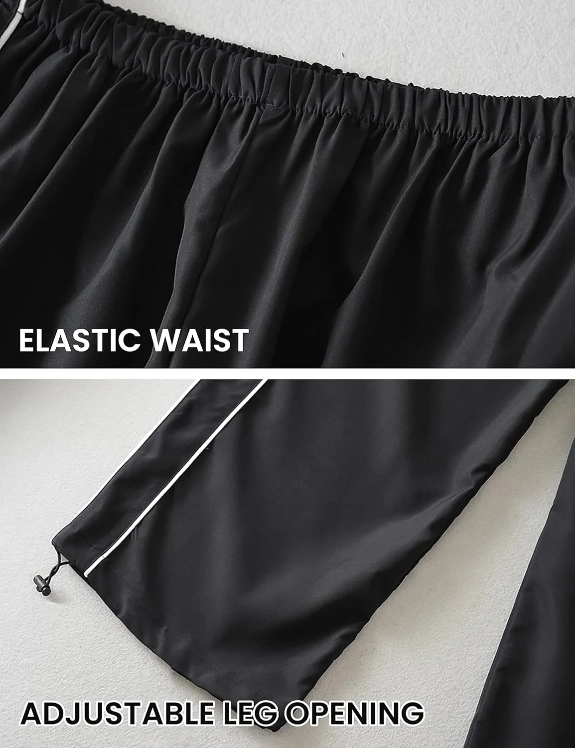 Women's Parachute Pants Baggy Track Y2K Black Elastic Waist Wide Leg Trousers