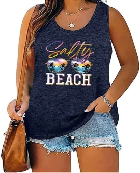 Women's Plus Size Summer Pineapple Sunglasses Tank Tops Hawaiian Graphic Printed Tees Sleeveless Vacation T Shirt Blouse Top